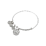 Silver Plated Crystal Shamrock Charm Bangle Bracelet