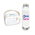 PBS SoCal Logo Cusano Water Bottle & PBS Retro Wireless Radio