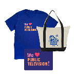 We Heart Public Television: Car Magnet, Tote & Shirt - 2X-LARGE